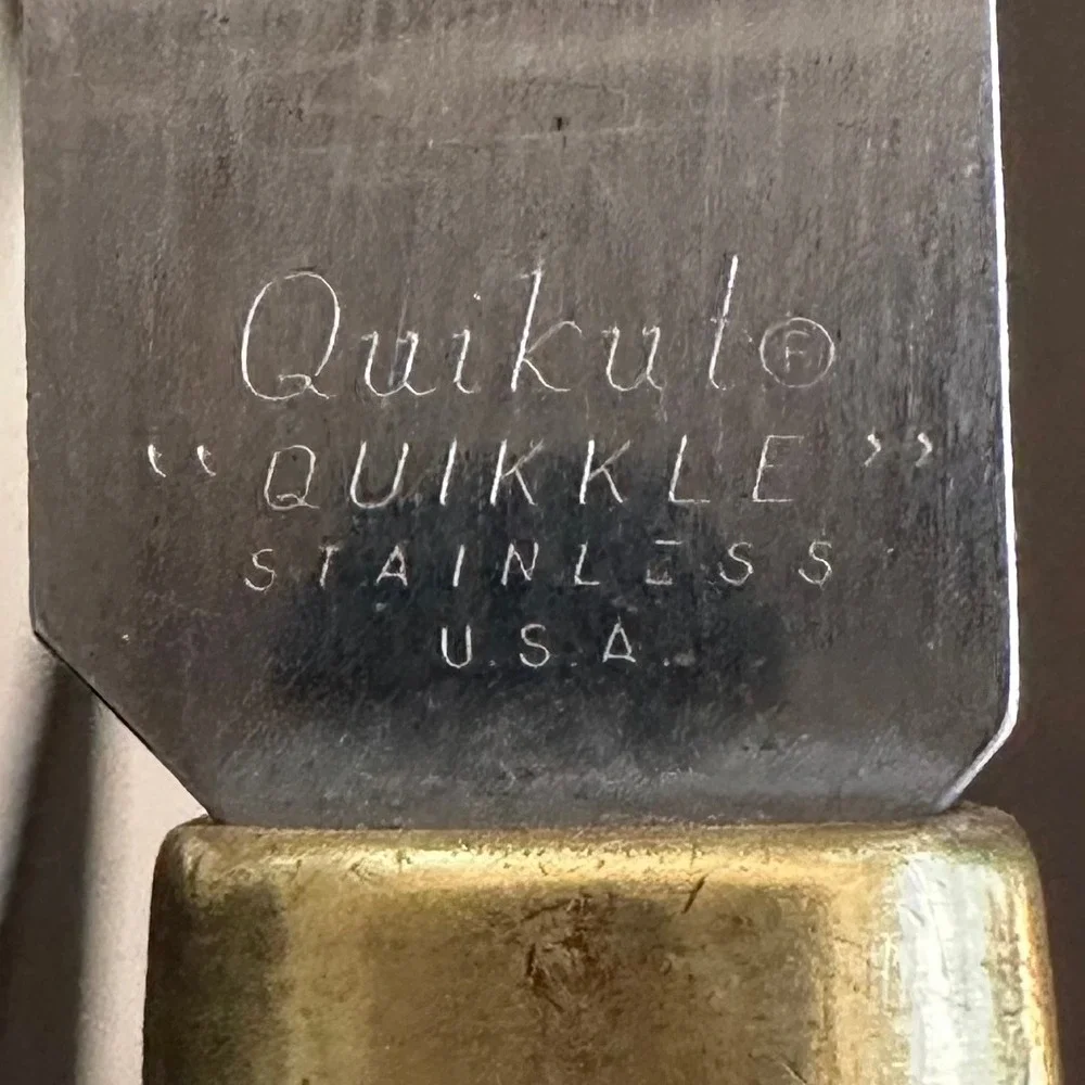Vintage Quikut Quikkle Stainless USA Steak Knives Set of 4 Cream Handle MCM